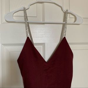 Satin Red Bodysuit with Crystal straps